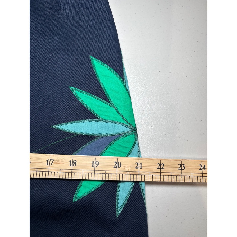 Boden Navy Tropical Palm Leaf Print A-Line Mini Skirt 8 Cotton Career Applique - Picture 7 of 9